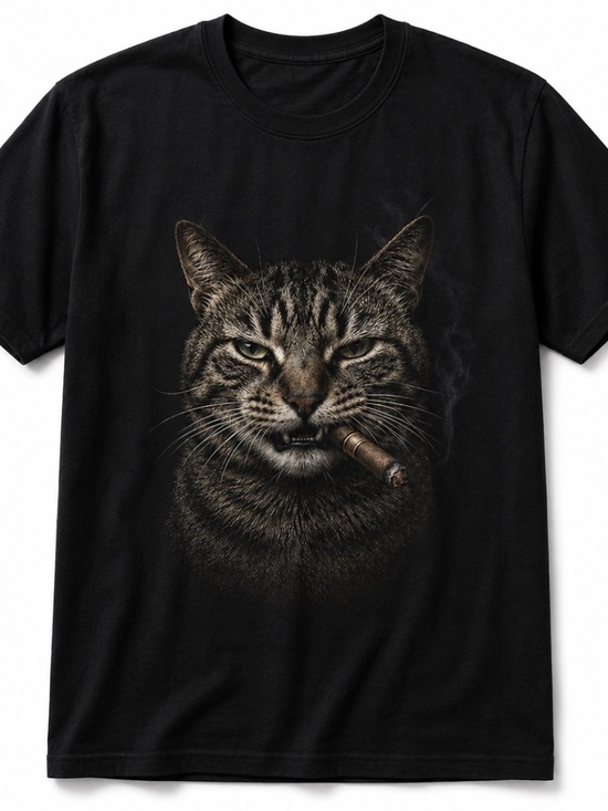 Gildan Other - Classic Black Cat Graphic Tee - Smoky Tabby Design 90s Size M